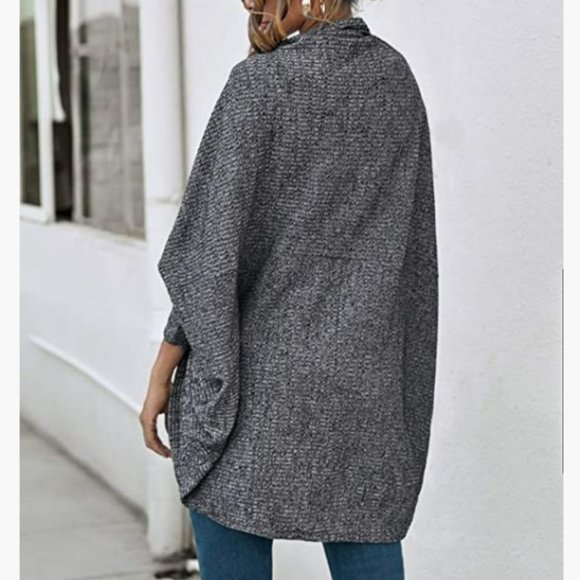 SweatyRocks Oversized Gray Dolman Long Sleeve Knit Cardigan Sweater - Women's XS - Picture 2 of 5